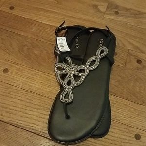 Torrid sandal, black, gemstone size 12 NWT